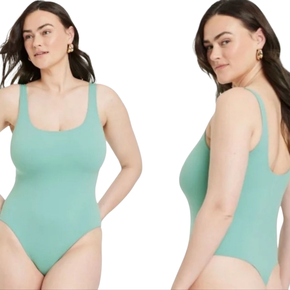 Auden Aqua Green Luxury 4-Way Stretch Tank Bodysuit NWT